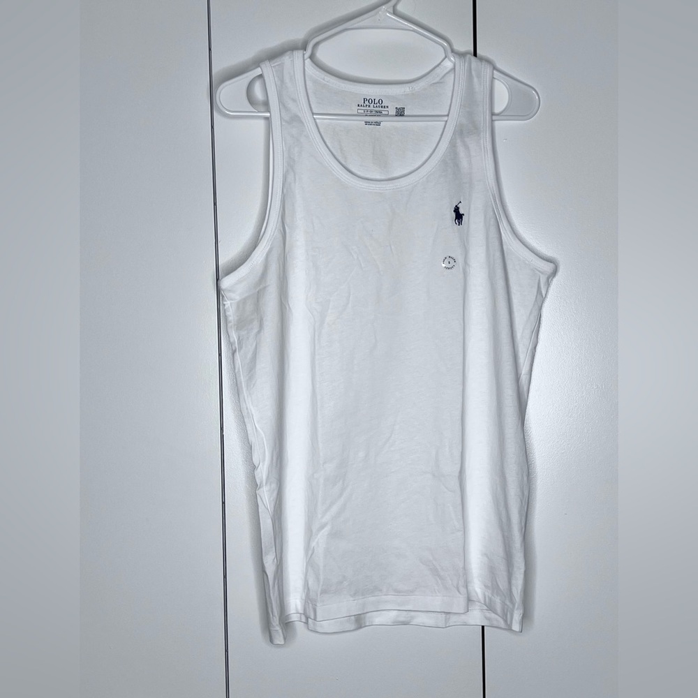 Pair this simple white mens tank top with my blue stripe shorts for the summer!